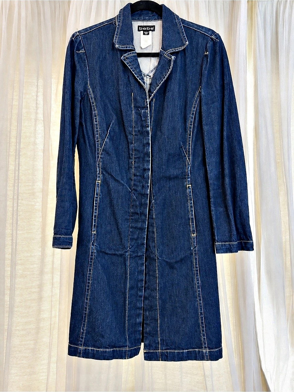 bebe Denim Duster Coat in Blue Size XS